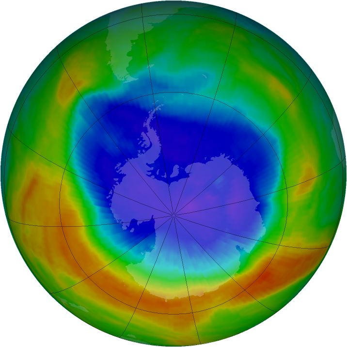Antarctic ozone map for 15 September 2002